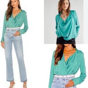 Free People Shine Bright Satiny Cowl Neck Top